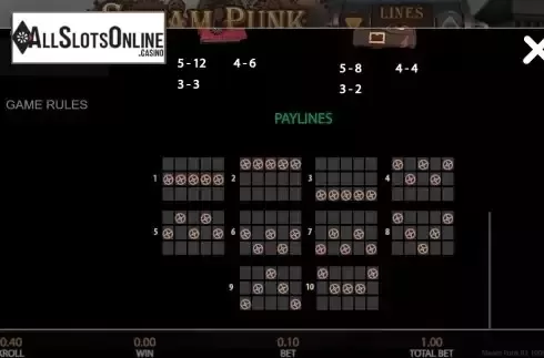 Pay Lines screen