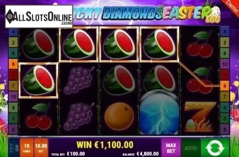 Win Screen. Sticky Diamonds Easter Egg from Gamomat
