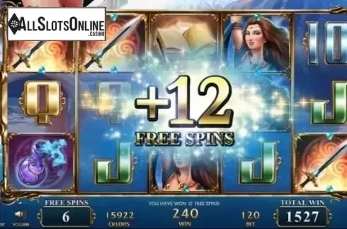 Free Spins screen. Sword Sorceress from Bla Bla Bla Studious