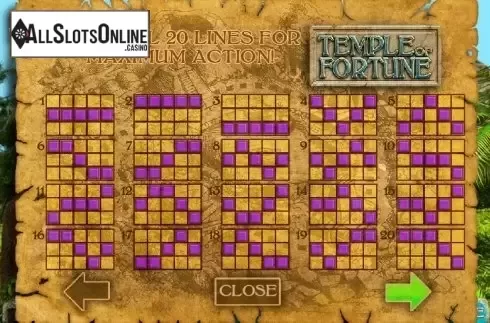 Paytable 5. Temple Of Fortune from Big Time Gaming