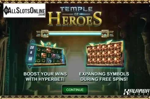 Start Screen. Temple of Heroes from Kalamba Games