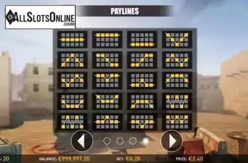 Paylines screen