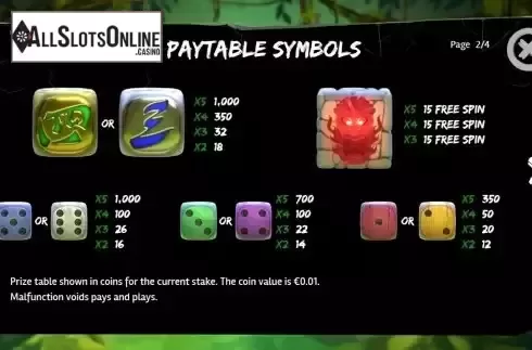 Pay Table screen