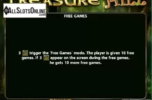 Paytable 1. Treasure Hill from Casino Technology