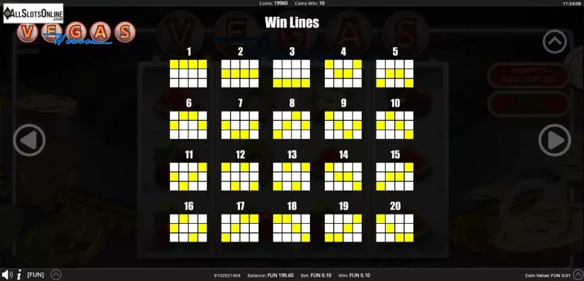 Paylines screen