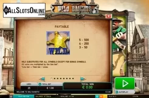 Screen2. Wild Bandits (Leander) from Leander Games