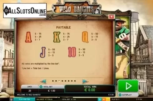 Screen4. Wild Bandits (Leander) from Leander Games