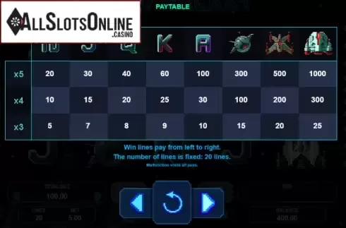 Paytable 1. Wild Galaxy from Booongo