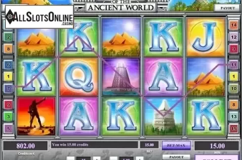 Wild Win screen. Wonders of the Ancient World from Tom Horn Gaming