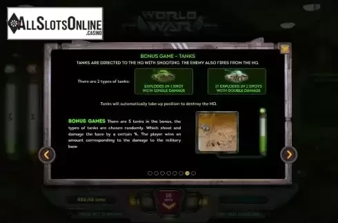 Bonus games tanks screen