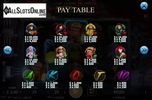 Paytable. Yamato from KA Gaming