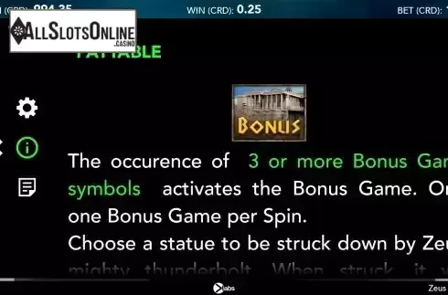 Bonus game screen