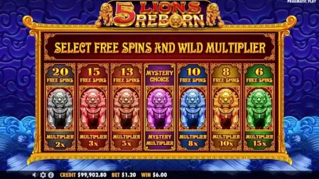 5 Lions Reborn slot screenshot 3