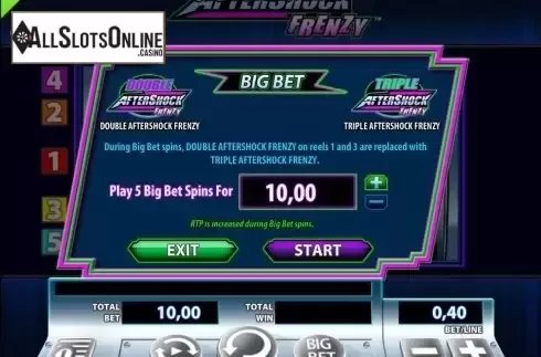 Intro Game screen. AfterShock Frenzy from WMS
