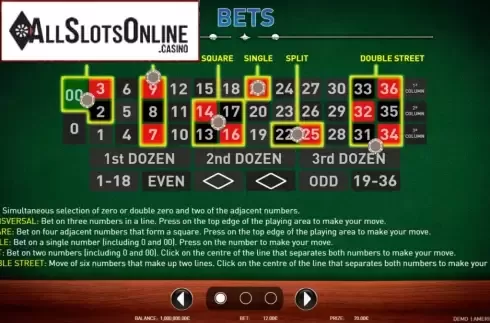 Bets. American Roulette (R. Franco) from R. Franco