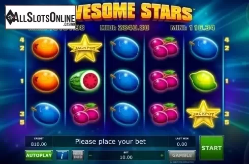 Reels screen. Awesome Stars from Greentube