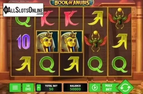 Game Workflow screen. Book of Anubis from StakeLogic