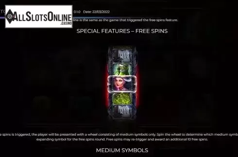 Free Spins screen