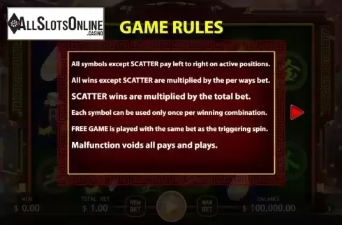 Game Rules screen