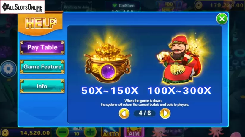 Paytable 4. Cai Shen Fishing from JDB168