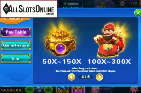 Paytable 4. Cai Shen Fishing from JDB168