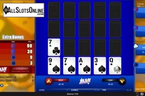 Hi-Lo game workflow screen. Color Champion from Espresso Games