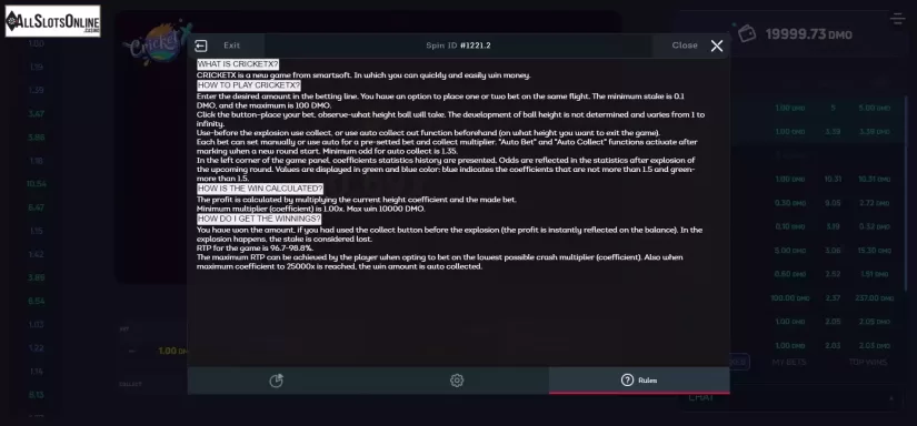 Game Rules screen