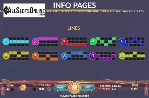 Pay lines screen
