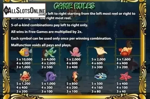 Paytable 1. Deep Sea Adventure ( Ka Gaming) from KA Gaming