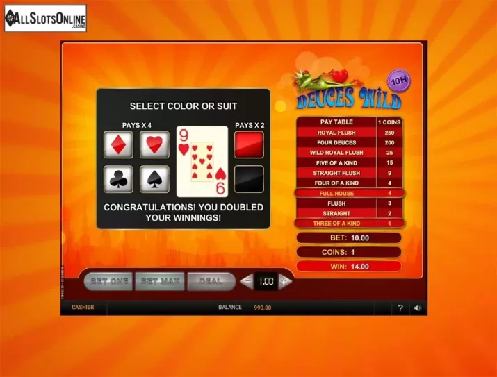 Win screen 2. Deuces Wild 10 Hands (GVG) from GVG
