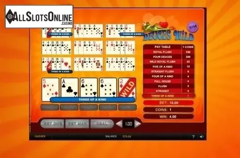 Win screen. Deuces Wild 10 Hands (GVG) from GVG