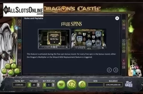 Paytable 3. Dragon's Castle from ReelNRG