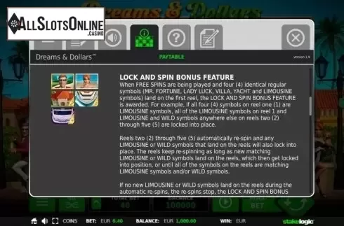 Screen3. Dreams & Dollars from StakeLogic
