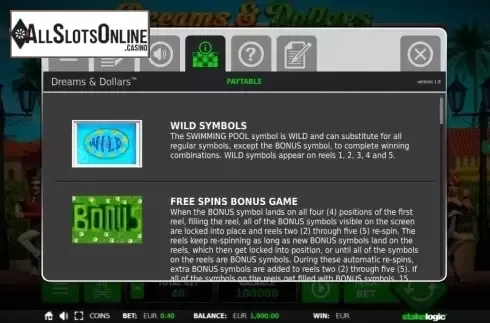 Screen2. Dreams & Dollars from StakeLogic