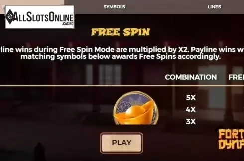 Paytable 2. Fortune Dynasty from Spinmatic