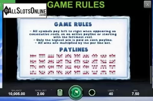 Game Rules. Frozen Fluffies from Caleta Gaming