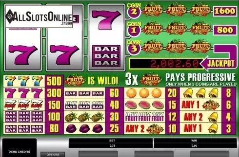 Reels screen. Fruit Fiesta 3 Reel from Microgaming