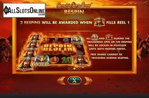 Respin screen. Genghis The Great from Skywind Group