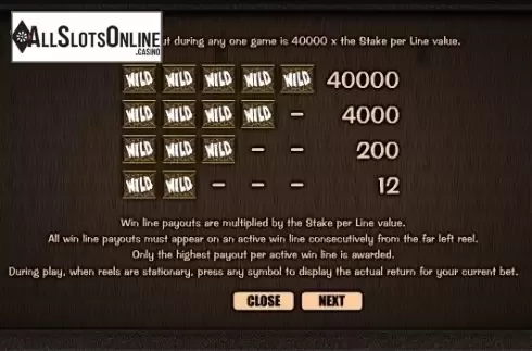 Paytable 1. Go Wild On Safari from Realistic
