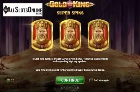 Intro Game screen 1. Gold King from Play'n Go