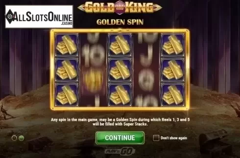 Intro Game screen 2. Gold King from Play'n Go