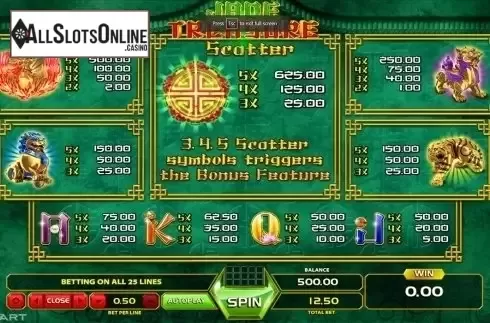 Paytable 1. Jade Treasure from GameArt