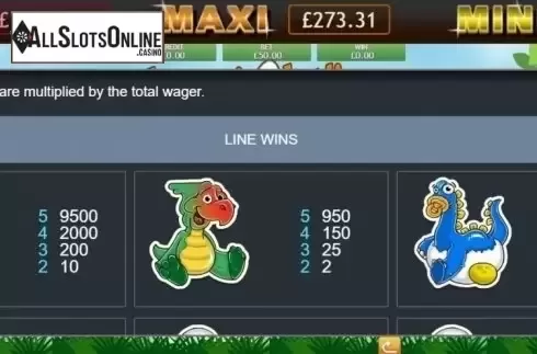 Paytable. Jurassic Juniors Jackpot from Eyecon