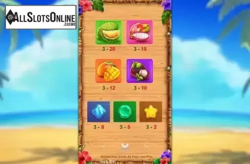 Paytable screen