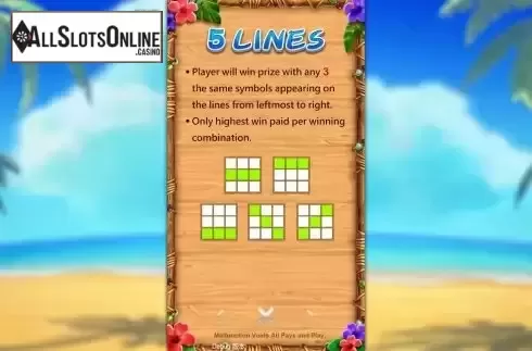 Paylines screen