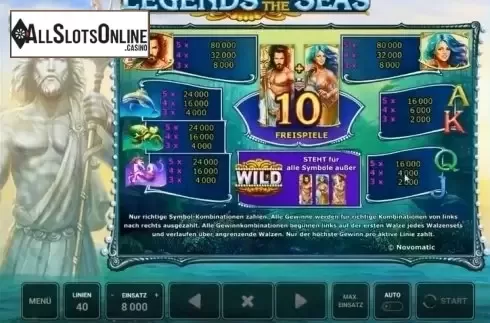 Paytable 1. Legends of the Seas (Novomatic) from Novomatic