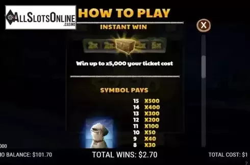 Pay Table screen