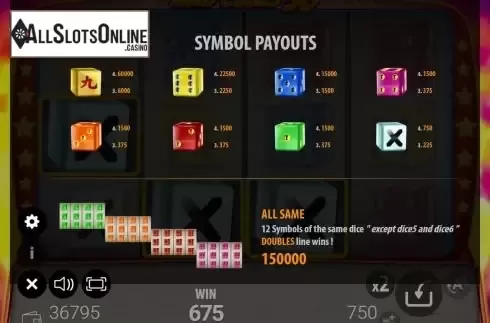 Paytable screen