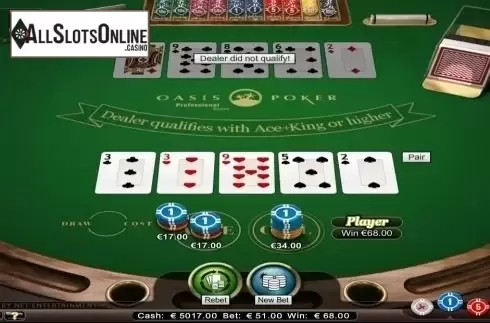 Game Screen. Oasis Poker Professional Series from NetEnt