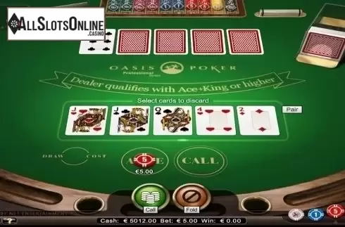 Game Screen. Oasis Poker Professional Series from NetEnt